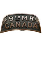 WW1 Canadian CEF 9th Mounted Rifles Shoulder Title Insignia Single
