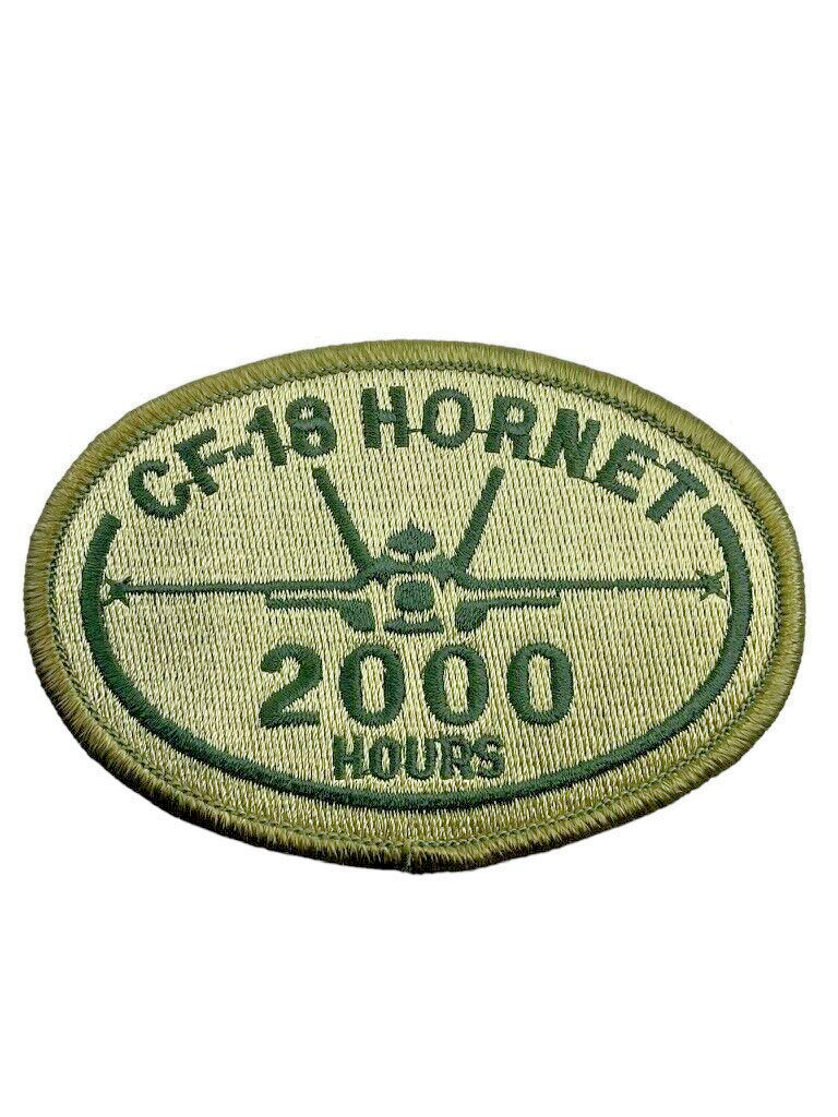 Canadian RCAF CAF CF-18 Hornet 2000 Hours Squadron OD Crest Patch Canadian RCAF CAF CF-18 Hornet 2000 Hours Squadron OD Crest Patch