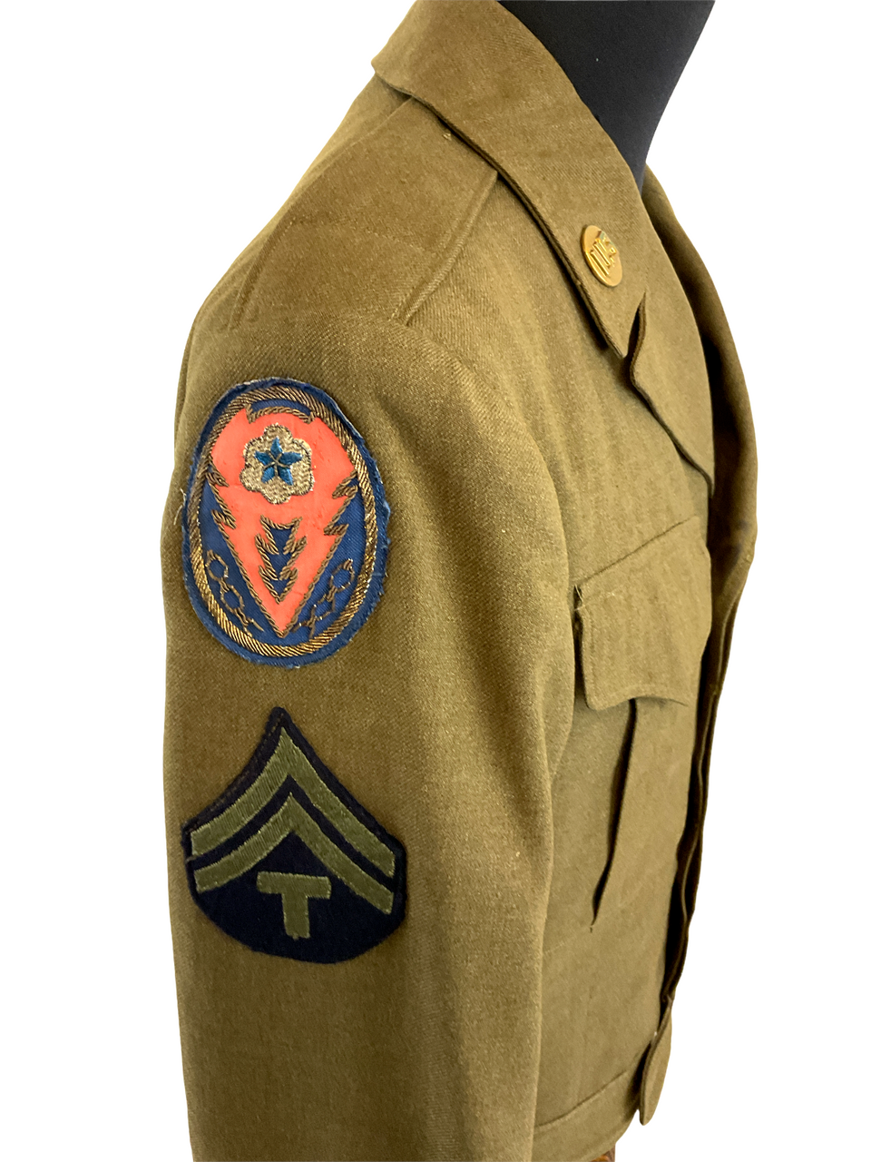 WW2 US Ike Jacket Size 36 L SHAEF Bullion Sleeve Insignia & Trousers 32 WW2 US Ike Jacket Size 36 L SHAEF Bullion Sleeve Insignia & Trousers 32