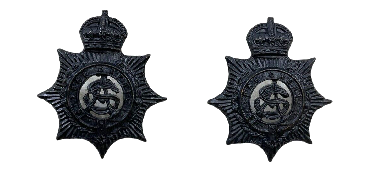 WW1 British BEF Army Service Corps Collar badge Insignia Pair WW1 British BEF Army Service Corps Collar badge Insignia Pair