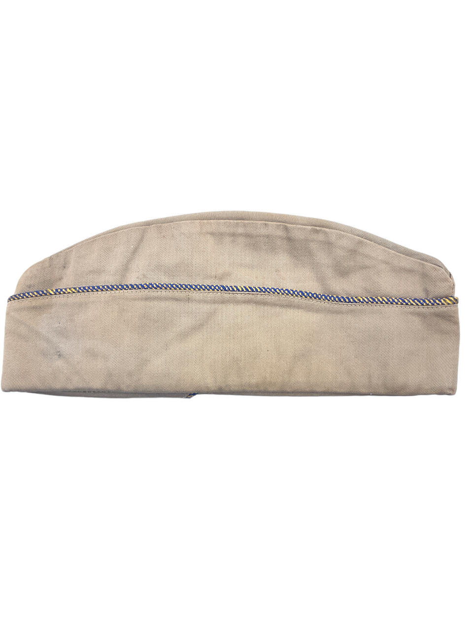 WW2 US Gold & Blue Piped Garrison Wedge Cap Named Size 7 WW2 US Gold & Blue Piped Garrison Wedge Cap Named Size 7