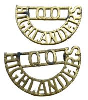 British Queens Own Highlanders Shoulder Title Pair