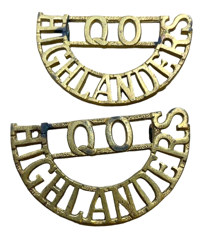 British Queens Own Highlanders Shoulder Title Pair British Queens Own Highlanders Shoulder Title Pair