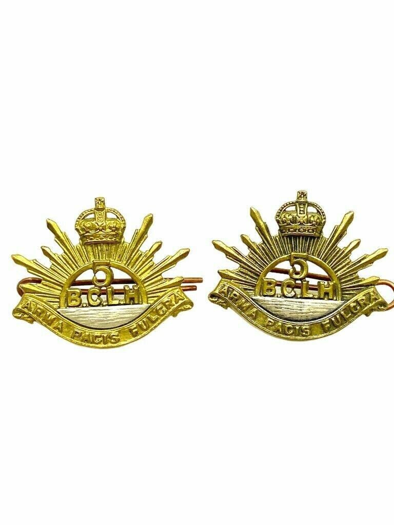 Pre WW2 Canadian 5th British Columbia Light Horse Officers Collars Pair Pre WW2 Canadian 5th British Columbia Light Horse Officers Collars Pair