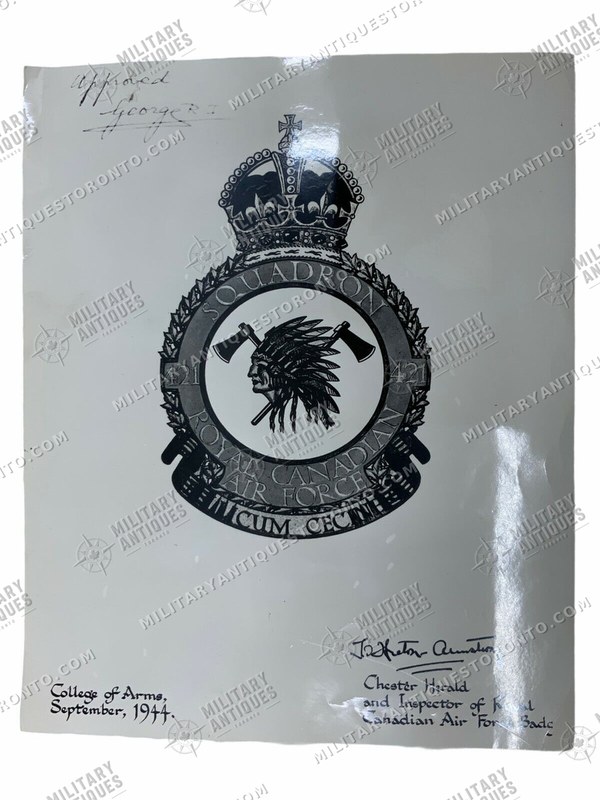Rcaf 421 WW2 Canadian RCAF 421 Squadron Heraldic Crest Approval Photograph ...