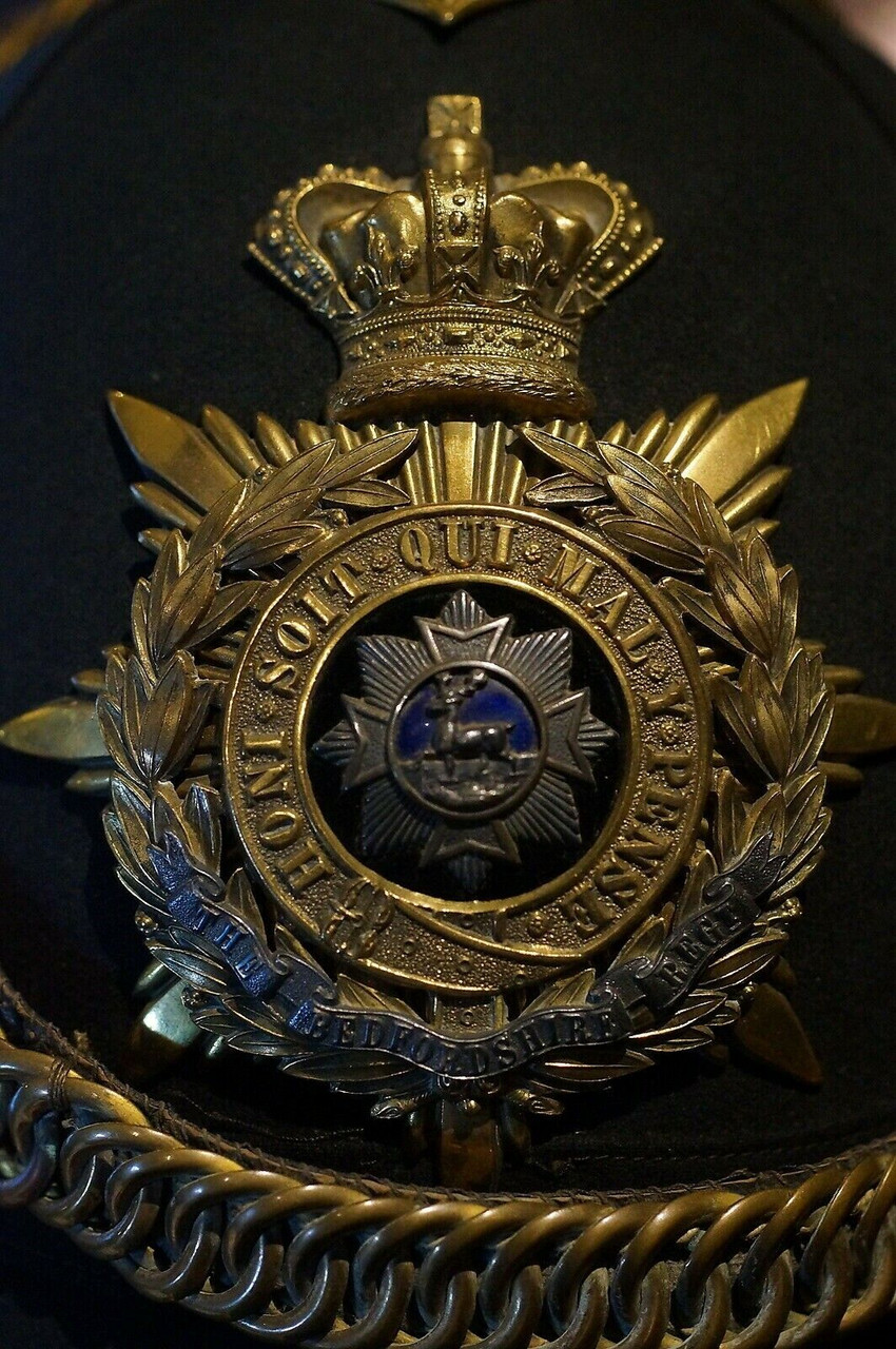 British Victorian Bedfordshire Officers Home Service Jones Helmet w/ Tin British Victorian Bedfordshire Officers Home Service Jones Helmet w/ Tin