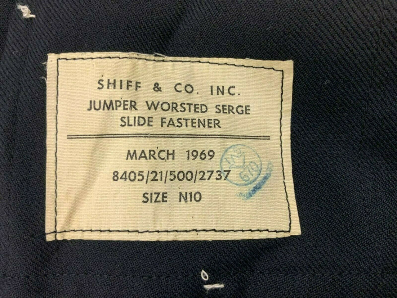 Canadian Navy RCN Blue Zip Front Jumper Size 10 Dated 1969 Canadian Navy RCN Blue Zip Front Jumper Size 10 Dated 1969