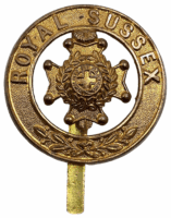 Victorian British Royal Sussex Regiment Helmet Plate Badge Victorian British Royal Sussex Regiment Helmet Plate Badge