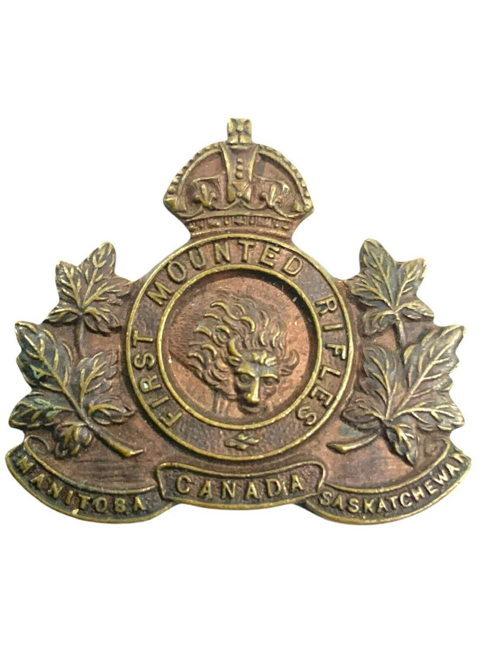 WW1 Canadian CEF 1st CMR Mounted Rifles Collar Insignia Single NO LUGS WW1 Canadian CEF 1st CMR Mounted Rifles Collar Insignia Single NO LUGS