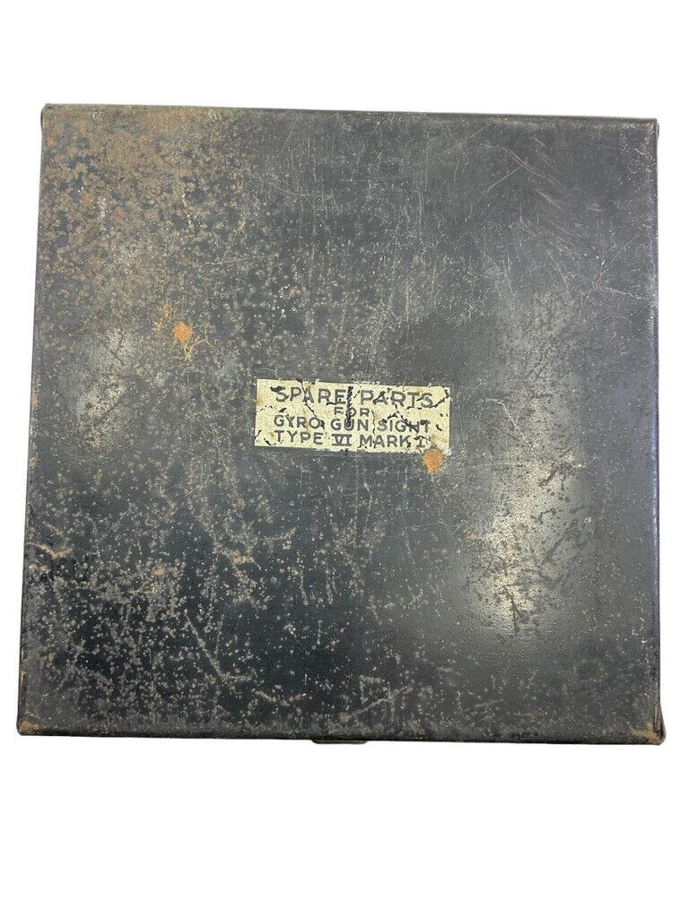 WW2 British RAF Spare Parts Tin for Gyro Gun Sight Type 6 Mk 1 EMPTY WW2 British RAF Spare Parts Tin for Gyro Gun Sight Type 6 Mk 1 EMPTY