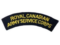 WW2 Canadian RCASC Service Corp British Made Shoulder Title Insignia Starch Back