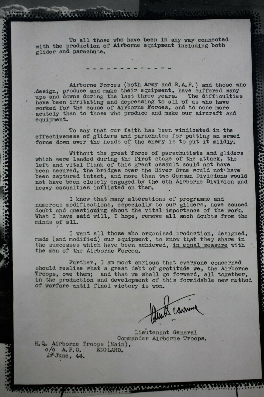 WW2 British Airborne Polish D-Day Glider Troops Commander Thank You Photograph WW2 British Airborne Polish D-Day Glider Troops Commander Thank You Photograph