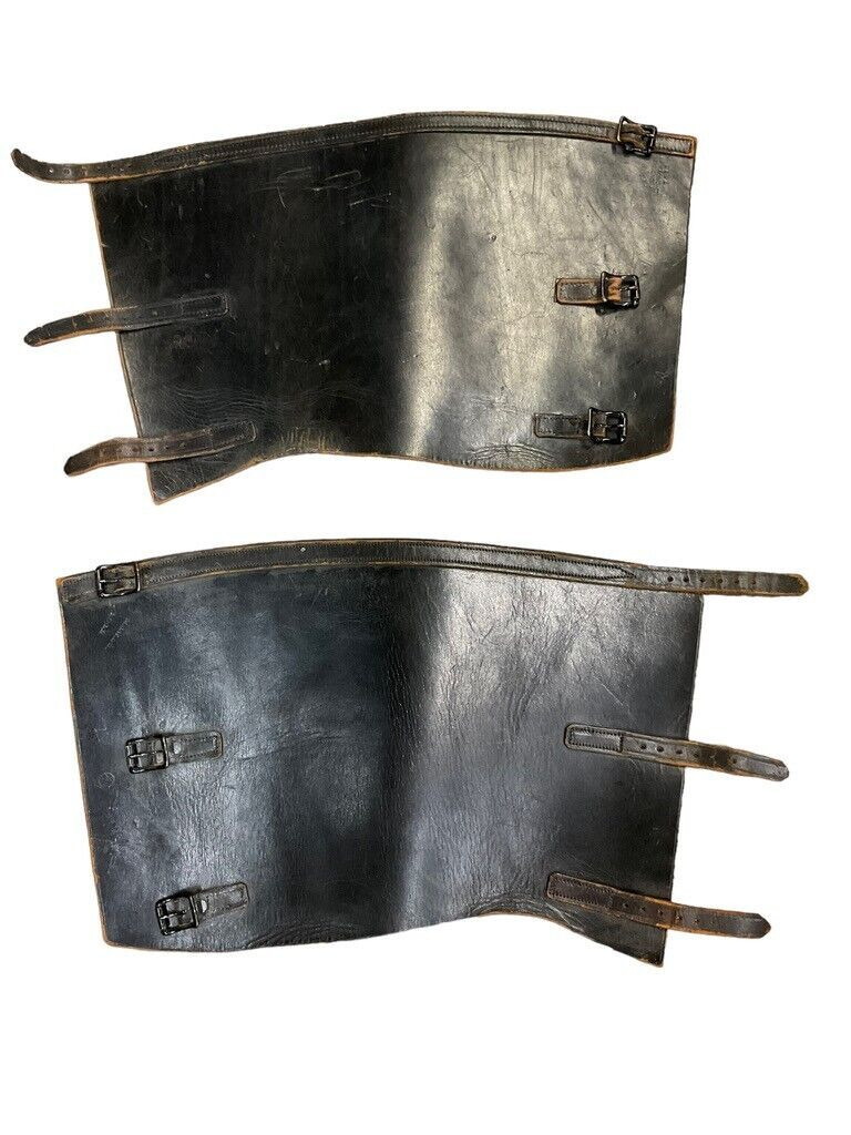 WW1 Canadian CEF Black Leather Gators 1911 Dated C Broad Arrowed WW1 Canadian CEF Black Leather Gators 1911 Dated C Broad Arrowed