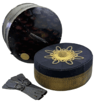 Victorian British Artillery Officers Pill Box Hat & Japanned Tin Woolwich London