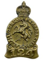 WW1 Canadian CEF 124th Battalion Collar Insignia Single 1 WW1 Canadian CEF 124th Battalion Collar Insignia Single 1