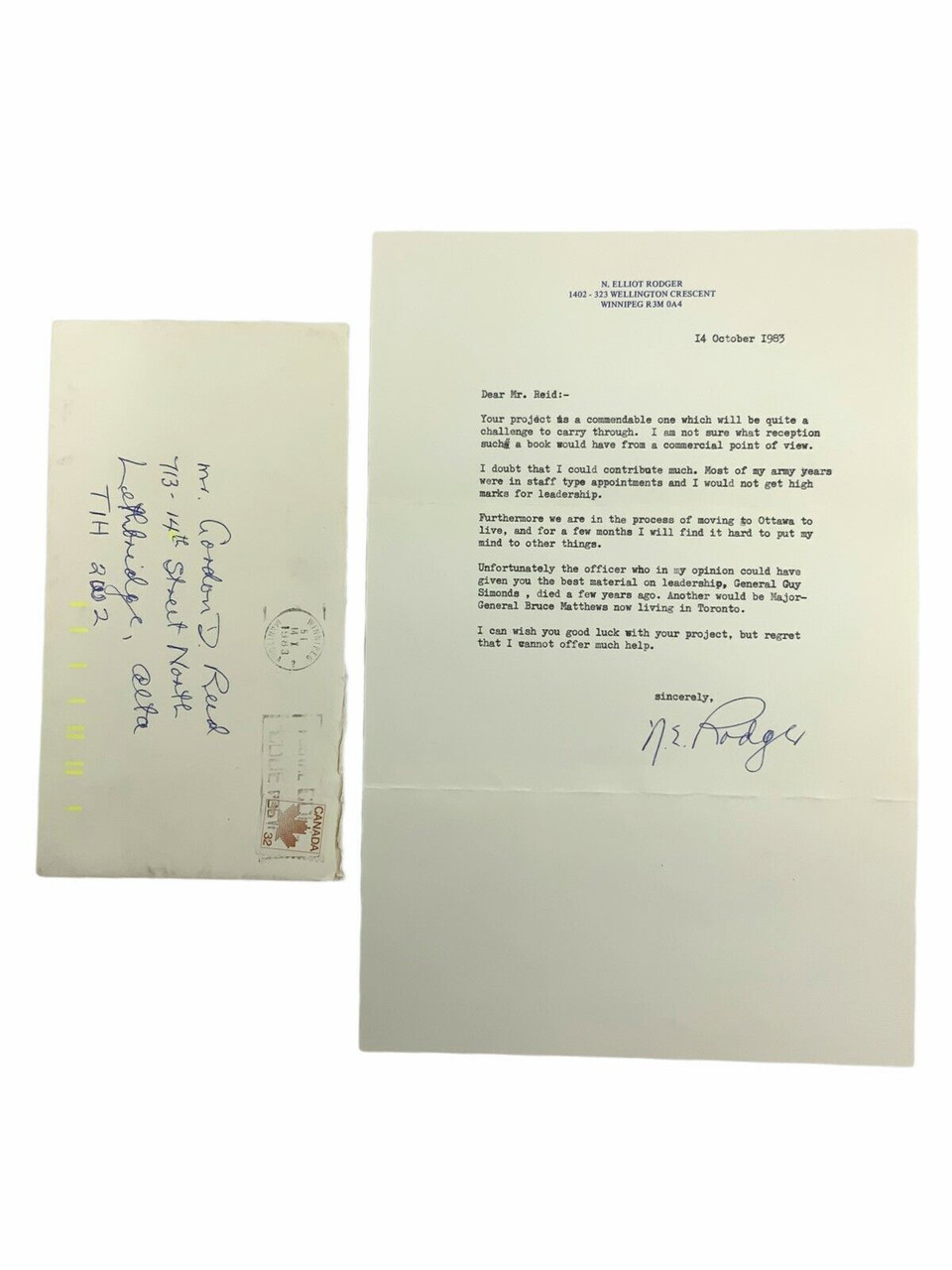 Canadian Personal Letter General Rodger Canadian Personal Letter General Rodger