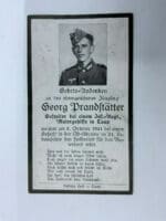 WW2 German Georg Prandstatter Infantry Regiment Death Card