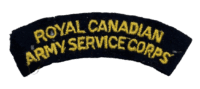 WW2 Royal Canadian Army Service Corps Starch Back Shoulder Title Insignia Single