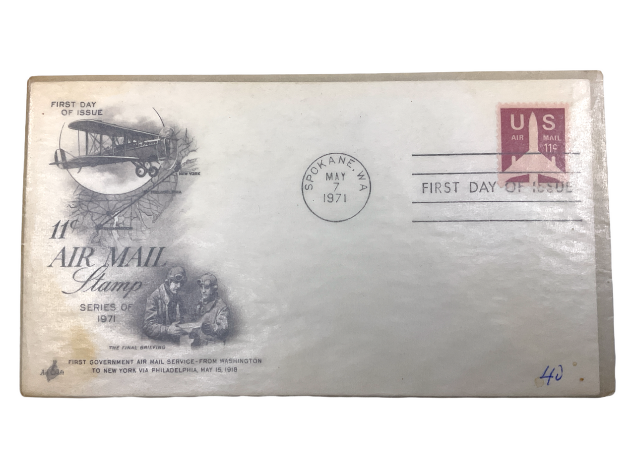 US 11c Air Mail First Day Of Issue Commemorative Stamp Cover 1971 US 11c Air Mail First Day Of Issue Commemorative Stamp Cover 1971