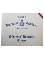 Canadian RCOC Ordnance Corps Officers Reunion Dinner Diamond Jubilee Menu Card Canadian RCOC Ordnance Corps Officers Reunion Dinner Diamond Jubilee Menu Card