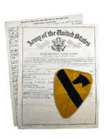 US Japan Japanese Made 1st Cavalry Shoulder Patch SSI and Discharge Documents