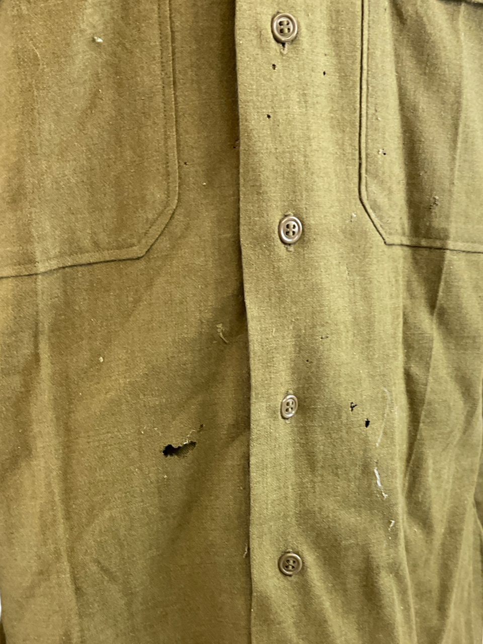 WW2 US 7th US Army Patched Officers Khaki Wool Shirt With Captain Rank Insignia WW2 US 7th US Army Patched Officers Khaki Wool Shirt With Captain Rank Insignia