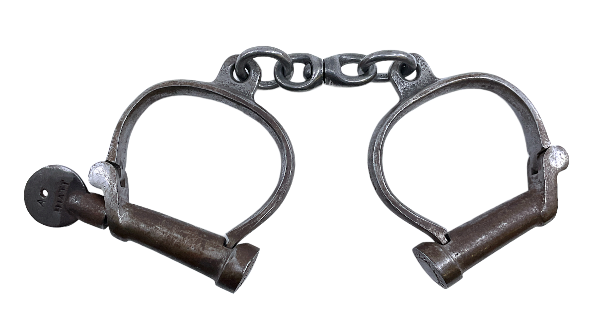 Victorian British Canadian Police HIATT Hand Cuffs & Key Victorian British Canadian Police HIATT Hand Cuffs & Key