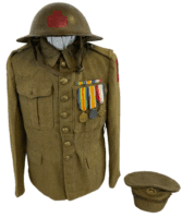 WW1 Canadian CEF 10th Battalion Helmet 7 Button Tunic Trench Cap Medals RARE WW1 Canadian CEF 10th Battalion Helmet 7 Button Tunic Trench Cap Medals RARE