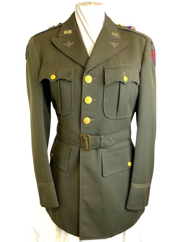 WW2 USAAF 10th Air Force CBI Bullion Insignia Named 4 Pocket Officers Tunic WW2 USAAF 10th Air Force CBI Bullion Insignia Named 4 Pocket Officers Tunic