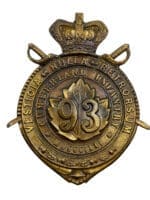 Canadian Militia Victorian 93rd Cumberland Battalion of Infantry Helmet Plate