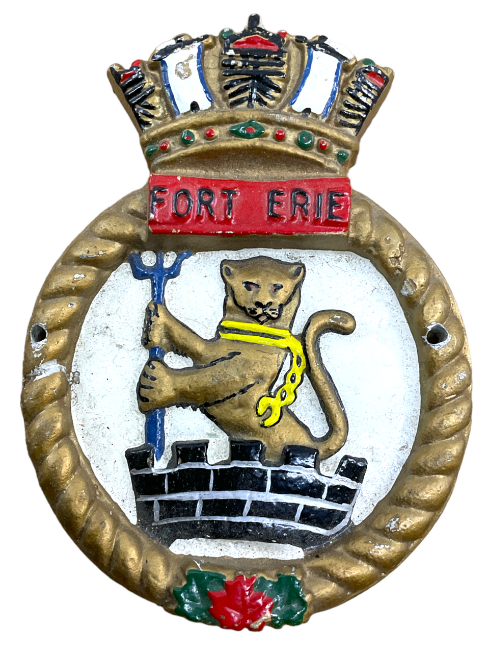 Canadian RCN Navy HMCS Fort Erie Cast Metal Ships Crest Plaque 5 inch Canadian RCN Navy HMCS Fort Erie Cast Metal Ships Crest Plaque 5 inch