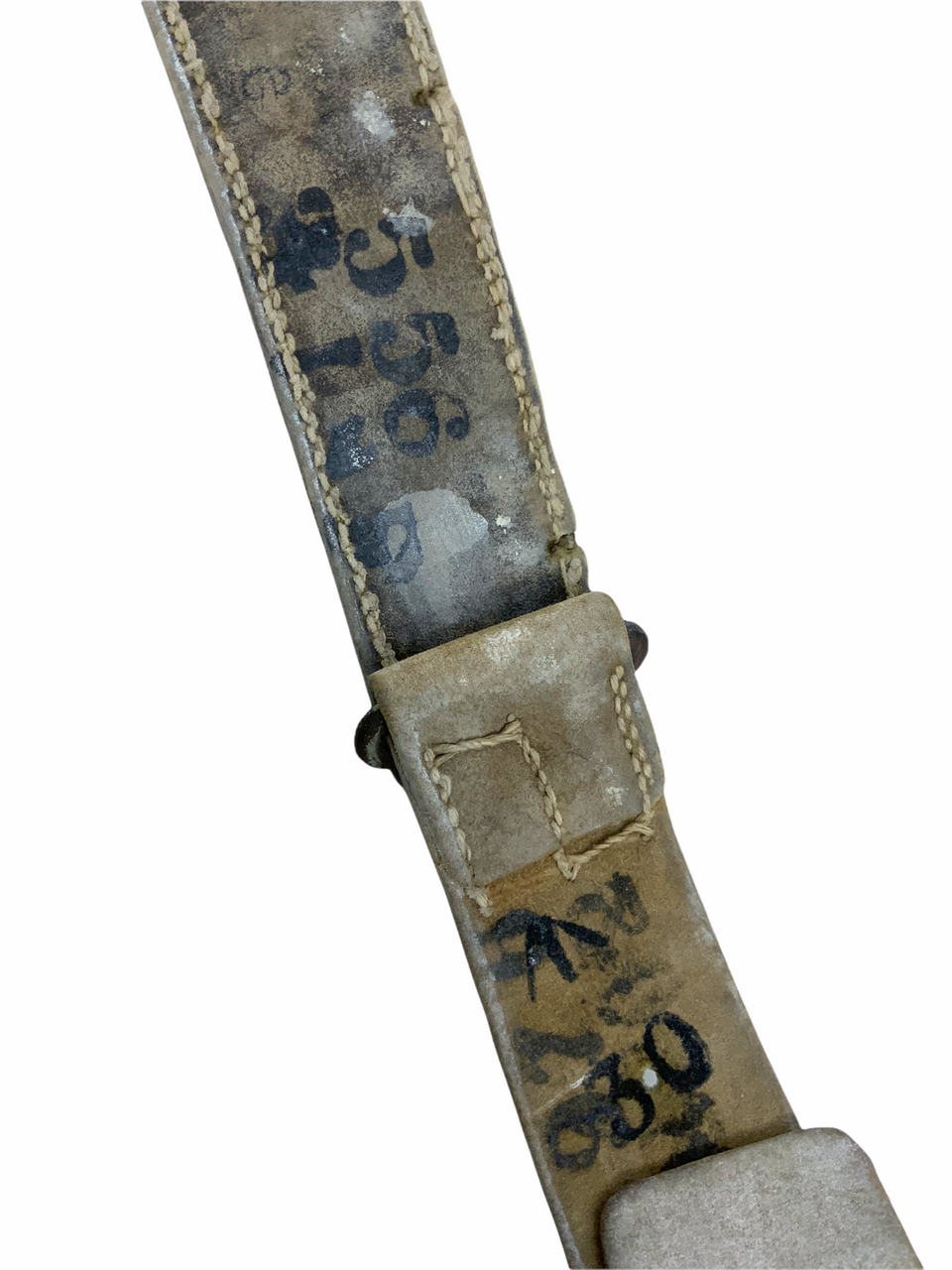 Victorian British White Buff Leather Belt Broad Arrow & Regimentally Marked Victorian British White Buff Leather Belt Broad Arrow & Regimentally Marked