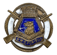 WW1 British Royal Navy RN HMS Furious Enamel Sweetheart Pin