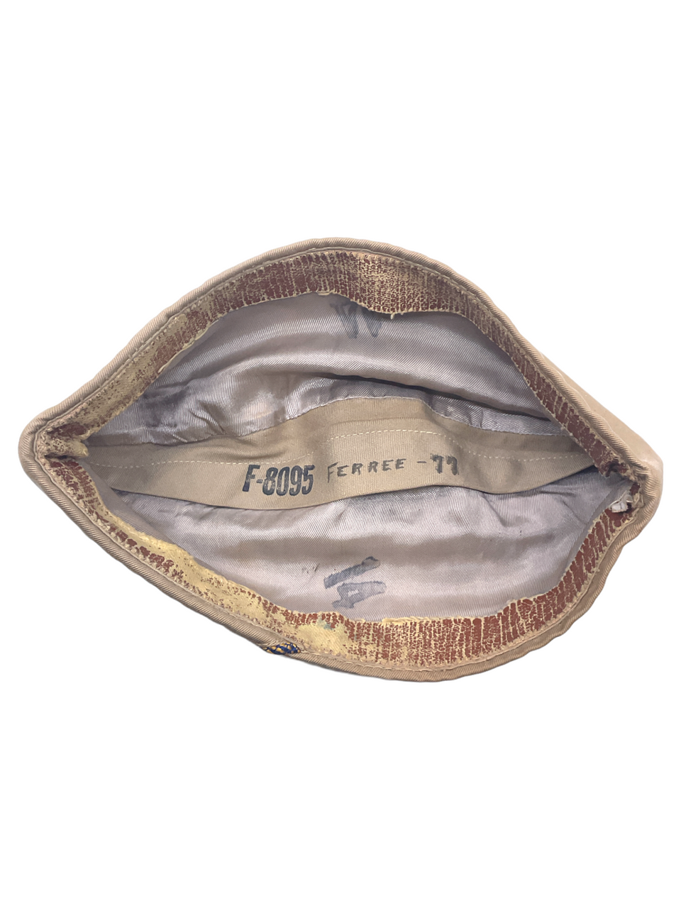 WW2 US Gold & Blue Piped Garrison Wedge Cap Named Size 7 WW2 US Gold & Blue Piped Garrison Wedge Cap Named Size 7