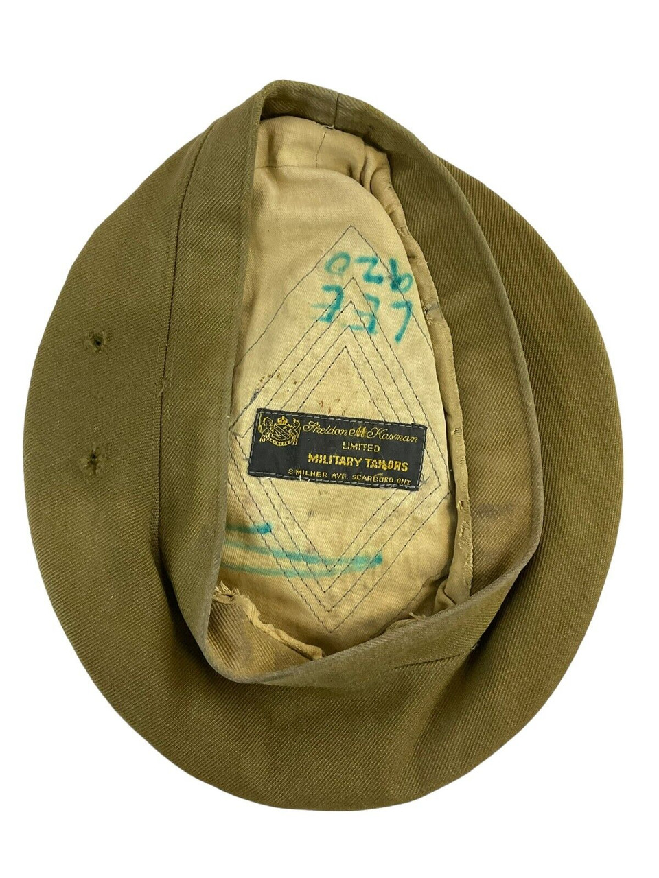 Canadian Army Scottish Khaki Balmoral TOS Size 7 1/8 Named Canadian Army Scottish Khaki Balmoral TOS Size 7 1/8 Named