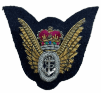 British RN Navy Fleet Air Arm Bullion Embroidered Pin Back Observers Badge