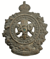 WW1 Canadian CEF 230th Battalion Collar Insignia Single WW1 Canadian CEF 230th Battalion Collar Insignia Single