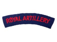 WW2 British Royal Artillery RA Cloth Shoulder Title Single Starch Back