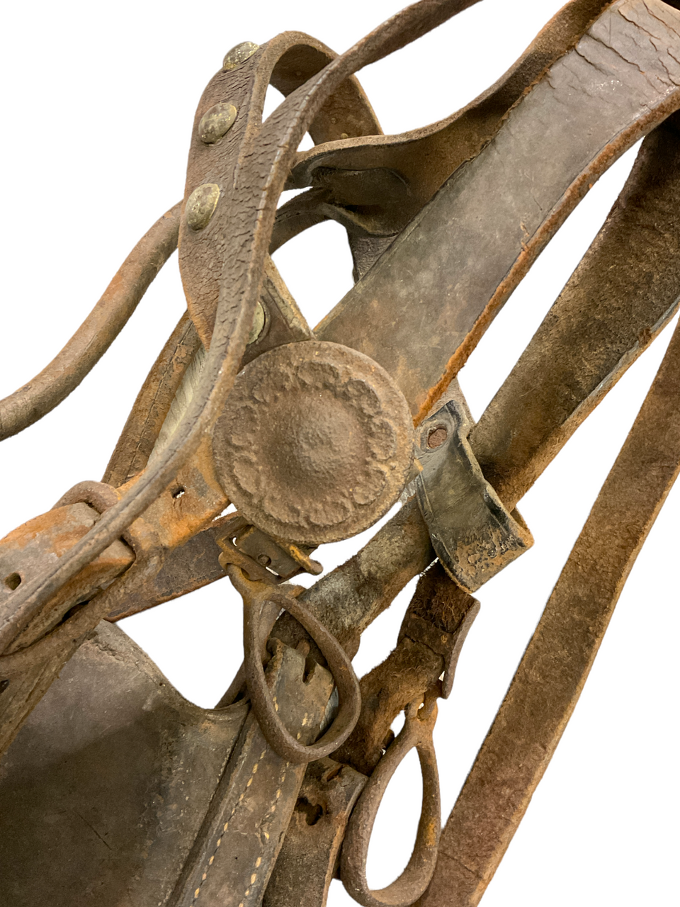 Vintage Decorative Canadian Leather Cart Horse Tack Blinkers & Bridle Vintage Decorative Canadian Leather Cart Horse Tack Blinkers & Bridle