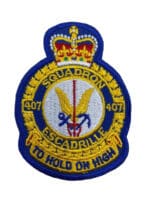 Canadian Forces RCAF 407 Squadron Heraldic Crest Patch Colour Vintage