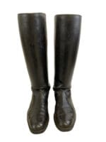 WW2 German Black Leather Officers Boots Maker Marked Hamburg