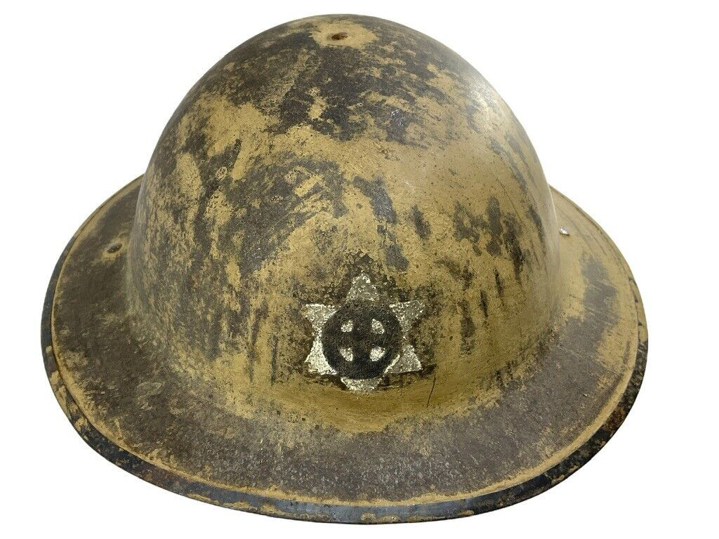 WW1 US AEF 101st Engineer Regiment Painted Brodie Camouflage Helmet WW1 US AEF 101st Engineer Regiment Painted Brodie Camouflage Helmet