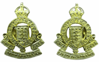 WW2 Canadian RCOC Ordnance Corps Collar Badge Insignia Pair