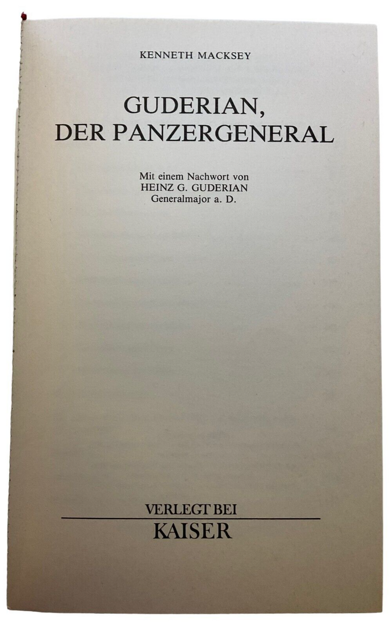 WW2 German Panzer General Guderian Kenneth Macksey GERMAN TEXT HC Reference Book WW2 German Panzer General Guderian Kenneth Macksey GERMAN TEXT HC Reference Book