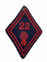 WW2 French 22nd Infantry Collar Badge Insignia Patch WW2 French 22nd Infantry Collar Badge Insignia Patch