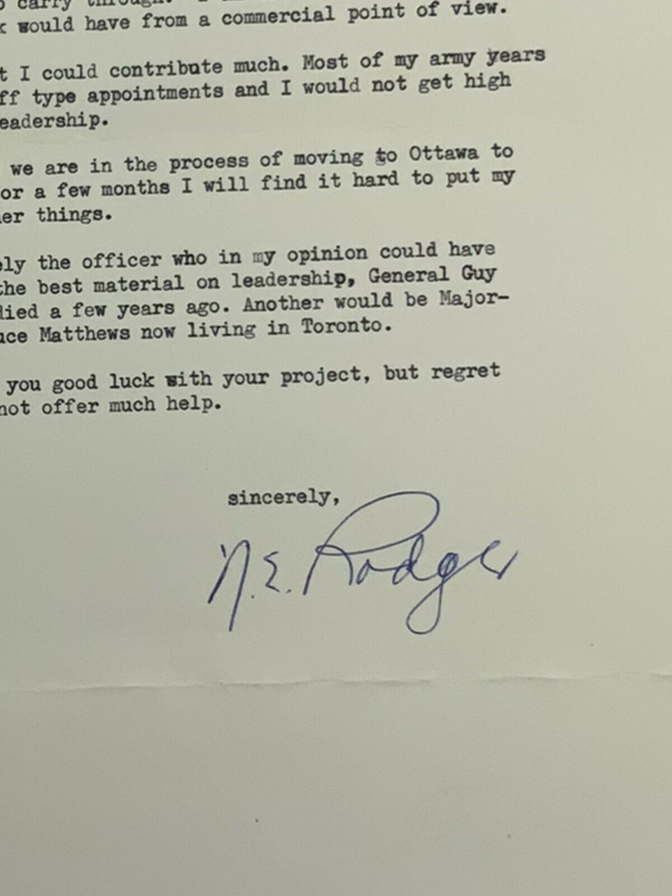 Canadian Personal Letter General Rodger Canadian Personal Letter General Rodger