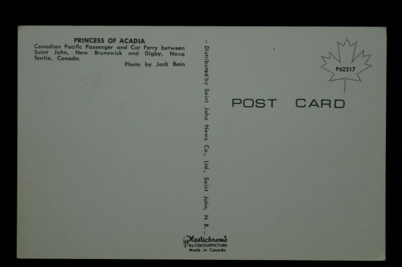 Canadian Princess Of Acadia Ferry Vintage Post Card Canadian Princess Of Acadia Ferry Vintage Post Card