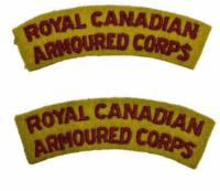 Royal Canadian Armoured Corps Shoulder Titles Insignia Pair