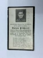 WW2 German Anton Pschierer Gebirgsjager Regiment Death Card