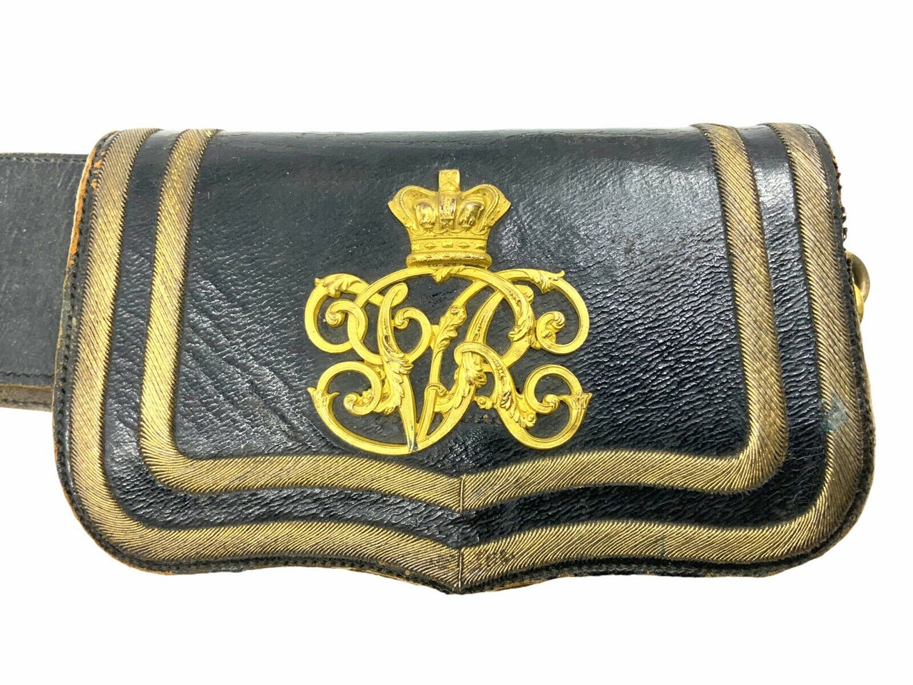 Victorian British Medical Corps Officers Leather Cross Belt & Pouch w/ Cypher Victorian British Medical Corps Officers Leather Cross Belt & Pouch w/ Cypher